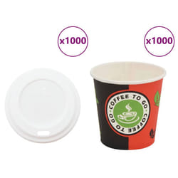 ) vidaXL Paper Coffee Cups with Lids 1000 pcs 16oz 400ml paper cup - 120 ml (4 oz