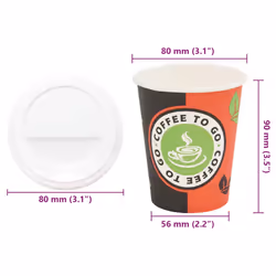 ) vidaXL Paper Coffee Cups with Lids 1000 pcs 16oz 400ml paper cup - 240 ml (8 oz