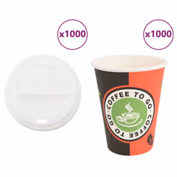 vidaXL Paper Coffee Cups with Lids 1000 pcs 16oz 400ml paper cup - 12oz/300ml