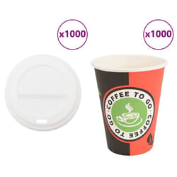 vidaXL Paper Coffee Cups with Lids 1000 pcs 16oz 400ml paper cup - 12oz/300ml