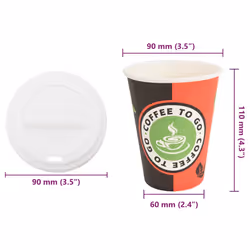 vidaXL Paper Coffee Cups with Lids 1000 pcs 16oz 400ml paper cup - 12oz/300ml