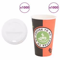 vidaXL Paper Coffee Cups with Lids 1000 pcs 16oz 400ml paper cup - 16oz/400ml