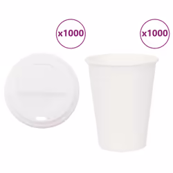 vidaXL Paper Coffee Cups with Lids 1000 pcs 8oz 200ml paper cup - 12oz/300ml