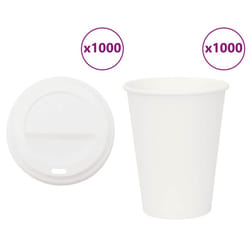 vidaXL Paper Coffee Cups with Lids 1000 pcs 8oz 200ml paper cup - 12oz/300ml