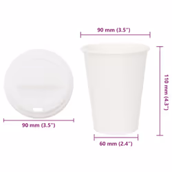 vidaXL Paper Coffee Cups with Lids 1000 pcs 8oz 200ml paper cup - 12oz/300ml