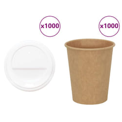 vidaXL Paper Coffee Cups with Lids Disposable Cup Hot Beverage Cup 1000 pcs - 8oz/200ml