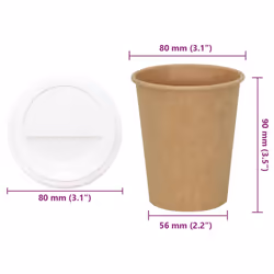 vidaXL Paper Coffee Cups with Lids Disposable Cup Hot Beverage Cup 1000 pcs - 8oz/200ml