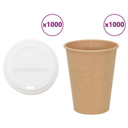 vidaXL Paper Coffee Cups with Lids Disposable Cup Hot Beverage Cup 1000 pcs - 12oz/300ml