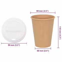 vidaXL Paper Coffee Cups with Lids Disposable Cup Hot Beverage Cup 1000 pcs - 12oz/300ml