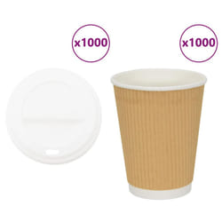 vidaXL Paper Coffee Cups with Lids 1000 pcs 4oz 100ml paper cup - 12oz/300ml