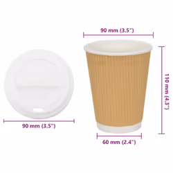 vidaXL Paper Coffee Cups with Lids 1000 pcs 4oz 100ml paper cup - 12oz/300ml