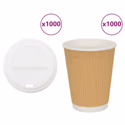 vidaXL Paper Coffee Cups with Lids 1000 pcs 4oz 100ml paper cup - 12oz/400ml