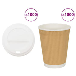 vidaXL Paper Coffee Cups with Lids 1000 pcs 4oz 100ml paper cup - 12oz/400ml