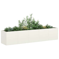 vidaXL Planter White 200x40x40 cm Cold-rolled Steel plant pot plant stand
