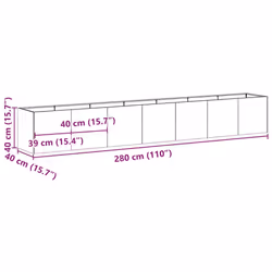 vidaXL Planter Outdoor Flower Pot Garden Raised Bed Patio Plant Pot Steel - steel/anthracite, 280 x 40 x 40 cm - Additional view 8