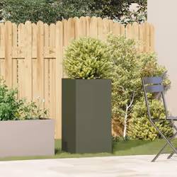 vidaXL Planter Outdoor Flower Pot Garden Raised Bed Patio Plant Pot Steel - steel/olive green, 40 x 40 x 80 cm - Additional view 2