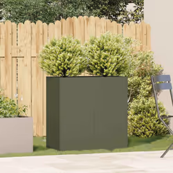 vidaXL Planter Outdoor Flower Pot Garden Raised Bed Patio Plant Pot Steel - steel/olive green, 80 x 40 x 80 cm - Additional view 2