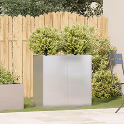 vidaXL Planter Outdoor Flower Pot Garden Raised Bed Patio Plant Pot Steel - stainless steel, 80 x 40 x 80 cm