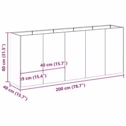 vidaXL Planter Outdoor Flower Pot Garden Raised Bed Patio Plant Pot Steel - steel/black, 200 x 40 x 80 cm - Additional view 8