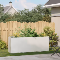 vidaXL Planter Outdoor Flower Pot Garden Raised Bed Patio Plant Pot Steel - steel/white, 200 x 40 x 80 cm