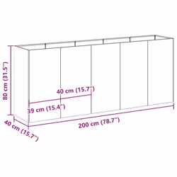 vidaXL Planter Outdoor Flower Pot Garden Raised Bed Patio Plant Pot Steel - steel/white, 200 x 40 x 80 cm