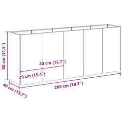 vidaXL Planter Outdoor Flower Pot Garden Raised Bed Patio Plant Pot Steel - galvanised steel, 200 x 40 x 80 cm - Additional view 8