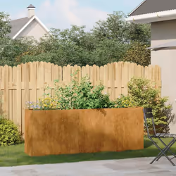 vidaXL Planter Outdoor Flower Pot Garden Raised Bed Patio Plant Pot Steel - weathering steel, 200 x 40 x 80 cm - Additional view 2