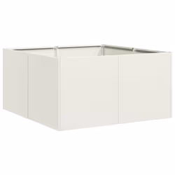 vidaXL Planter Outdoor Flower Pot Garden Raised Bed Patio Plant Pot Steel - steel/white, 80 x 80 x 40 cm