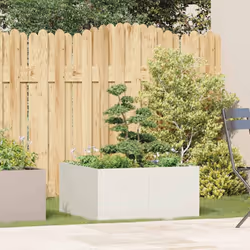 vidaXL Planter Outdoor Flower Pot Garden Raised Bed Patio Plant Pot Steel - steel/white, 80 x 80 x 40 cm