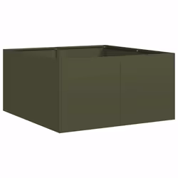 vidaXL Planter Outdoor Flower Pot Garden Raised Bed Patio Plant Pot Steel - steel/olive green, 80 x 80 x 40 cm