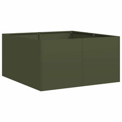 vidaXL Planter Outdoor Flower Pot Garden Raised Bed Patio Plant Pot Steel - steel/olive green, 80 x 80 x 40 cm