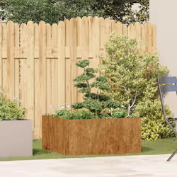 vidaXL Planter Outdoor Flower Pot Garden Raised Bed Patio Plant Pot Steel - weathering steel, 80 x 80 x 40 cm