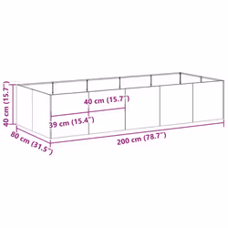 vidaXL Planter Outdoor Flower Pot Garden Raised Bed Patio Plant Pot Steel - steel/anthracite, 200 x 80 x 40 cm - Additional view 8