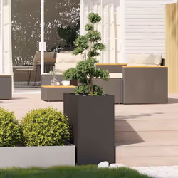vidaXL Planter Outdoor Flower Pot Garden Raised Bed Patio Plant Pot Steel - steel/black, 40 x 80 x 80 cm