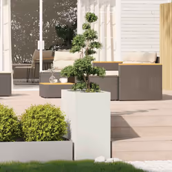 vidaXL Planter Outdoor Flower Pot Garden Raised Bed Patio Plant Pot Steel - steel/white, 40 x 80 x 80 cm