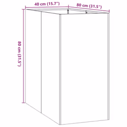 vidaXL Planter Outdoor Flower Pot Garden Raised Bed Patio Plant Pot Steel - steel/white, 40 x 80 x 80 cm - Additional view 8
