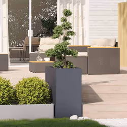 vidaXL Planter Outdoor Flower Pot Garden Raised Bed Patio Plant Pot Steel - steel/anthracite, 40 x 80 x 80 cm
