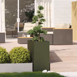 vidaXL Planter Outdoor Flower Pot Garden Raised Bed Patio Plant Pot Steel - steel/green, 40 x 80 x 80 cm