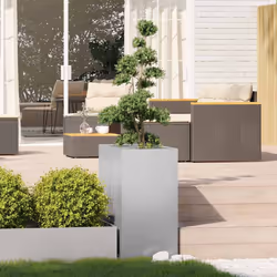 vidaXL Planter Outdoor Flower Pot Garden Raised Bed Patio Plant Pot Steel - galvanized steel/grey, 40 x 80 x 80 cm - Additional view 2