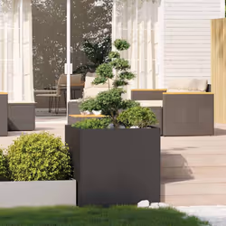 vidaXL Planter Outdoor Flower Pot Garden Raised Bed Patio Plant Pot Steel - steel/black, 80 x 80 x 80 cm
