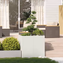 vidaXL Planter Outdoor Flower Pot Garden Raised Bed Patio Plant Pot Steel - steel/white, 80 x 80 x 80 cm