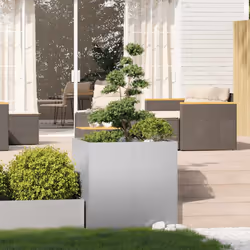vidaXL Planter Outdoor Flower Pot Garden Raised Bed Patio Plant Pot Steel - galvanized steel/grey, 80 x 80 x 80 cm