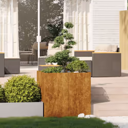 vidaXL Planter Outdoor Flower Pot Garden Raised Bed Patio Plant Pot Steel - weathering steel/brown, 80 x 80 x 80 cm - Additional view 2
