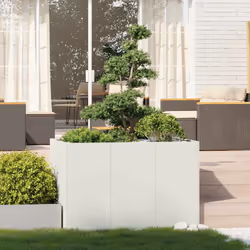 vidaXL Planter White 120x80x80 cm Steel plant pot plant stand raise bed