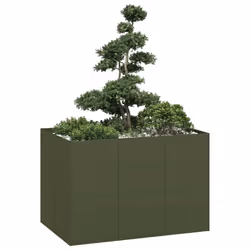 vidaXL Planter Olive Green 120x80x80 cm Steel plant pot plant stand raise bed