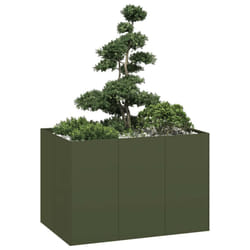 vidaXL Planter Olive Green 120x80x80 cm Steel plant pot plant stand raise bed