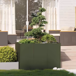 vidaXL Planter Olive Green 120x80x80 cm Steel plant pot plant stand raise bed