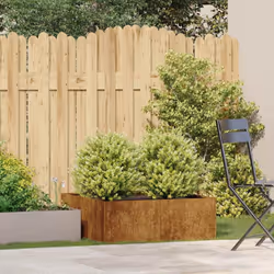 vidaXL Planter Outdoor Flower Pot Garden Raised Bed Patio Plant Pot Steel - weathering steel, 80 x 80 x 30 cm - Additional view 2