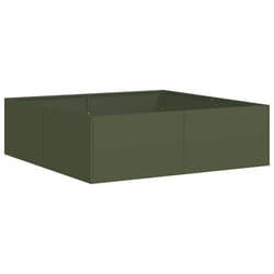 vidaXL Planter Outdoor Flower Pot Garden Raised Bed Patio Plant Pot Steel - steel/olive green, 100 x 100 x 30 cm