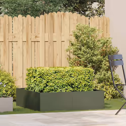 vidaXL Planter Outdoor Flower Pot Garden Raised Bed Patio Plant Pot Steel - steel/olive green, 100 x 100 x 30 cm